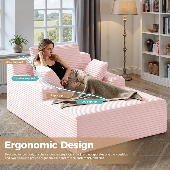 51'' Oversized Chaise Lounge Chair Indoor, Non-Assembly Deep Seat Sofa Bed - Image 3