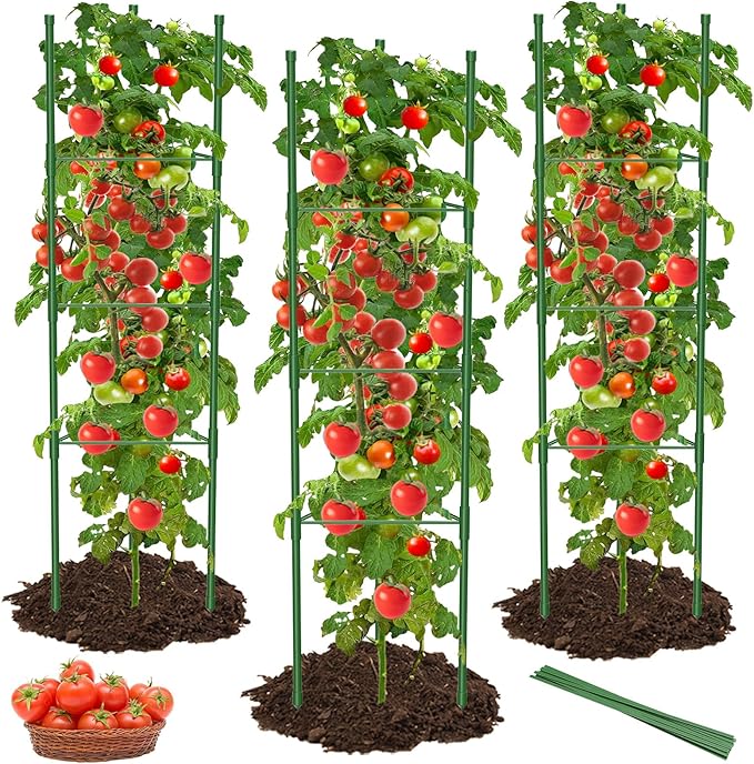 3 Pack Tomato Cages for Garden, 51in*13in Adjustable Tomatoes Plant Stakes by MYMULIKEHOME