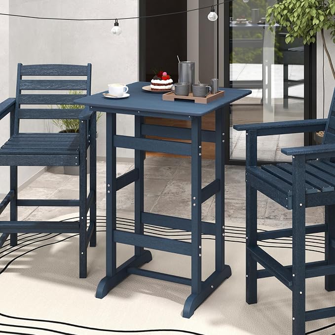 Giantex 42" Height Outdoor Tall Bar Table, HDPE Square Pub Tables - Image 2