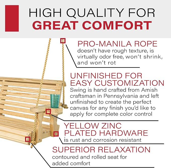 Amish Casual Heavy Duty 800 Lb Roll Back Treated Porch Swing - Image 3