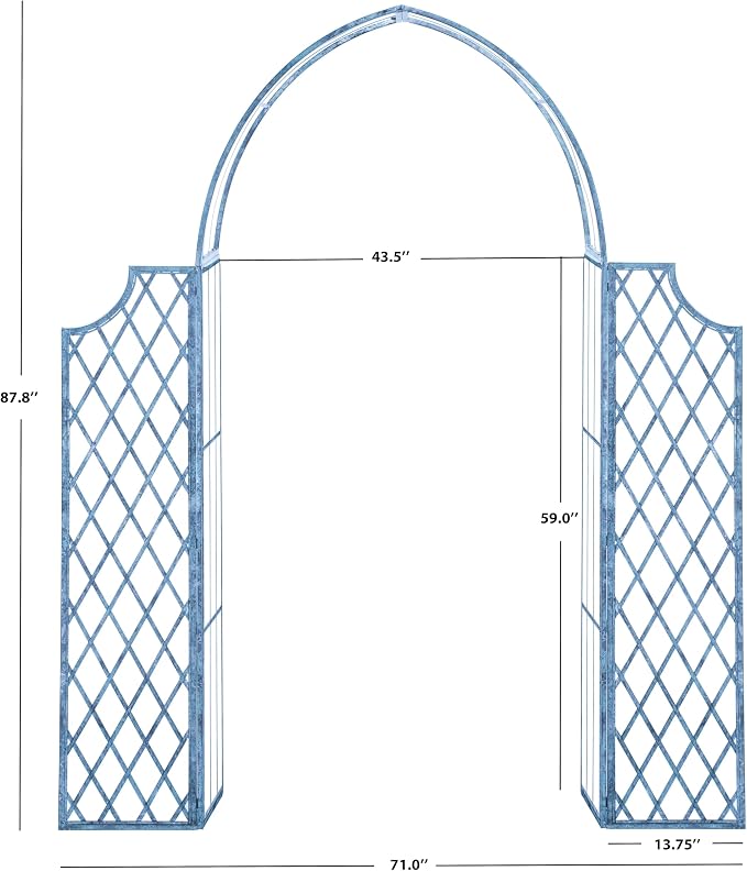 SAFAVIEH Outdoor Patio Furniture Collection – Jaida Mossy Blue Iron Garden Arbor - Image 4