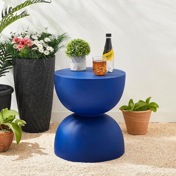 Glitzhome Outdoor Side Tables Set of 2, Heavy Duty Patio Sturdy Faux Terrazzo - Image 8