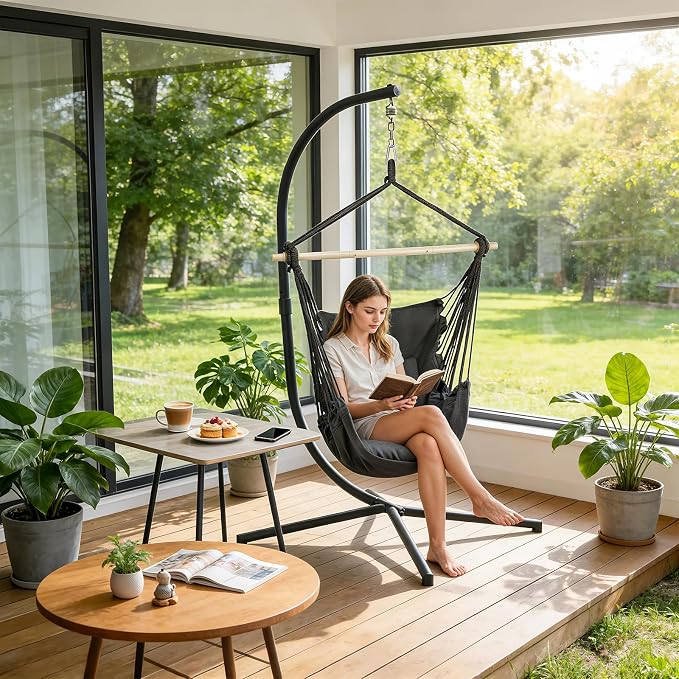 Athena Collection Hammock Chair Hanging Rope Swing Chair - Image 7