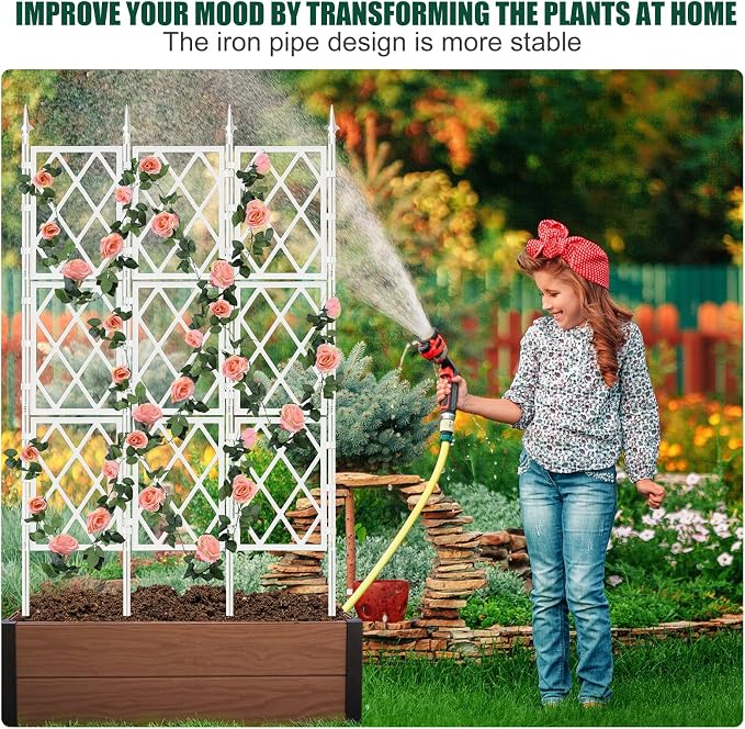 5.25FT Metal Pipe Trellis for Climbing Plants Outdoor, Garden Wall White Trellis - Image 7