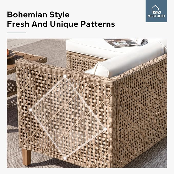 MFSTUDIO Wicker Patio Furniture Set, Rattan Outdoor Couch Sectional Sofa - Image 5