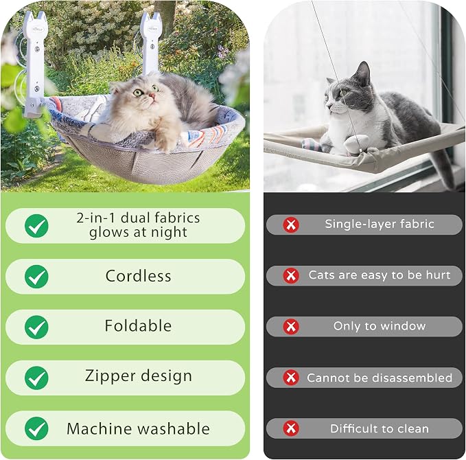 Cat Window Perch, Glow in The Dark Foldable Cat Hammock - Image 8