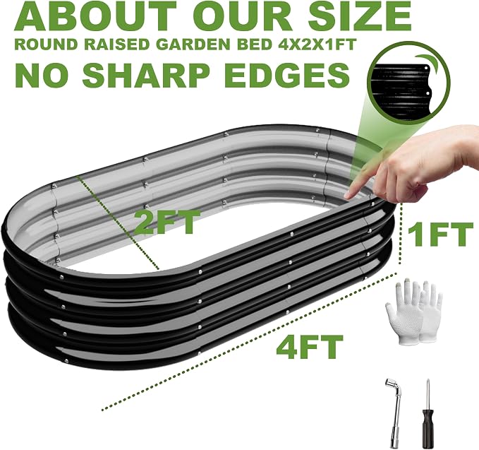 4x2x1ft-2pcs-Oval Raised Garden Bed Kit, Galvanized Planter Garden Boxes Outdoor - Image 5
