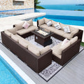 NICESOUL 13 Piece Patio Furniture w/Fireplace, Elegant Outdoor Seating w/Firepit by NICESOUL