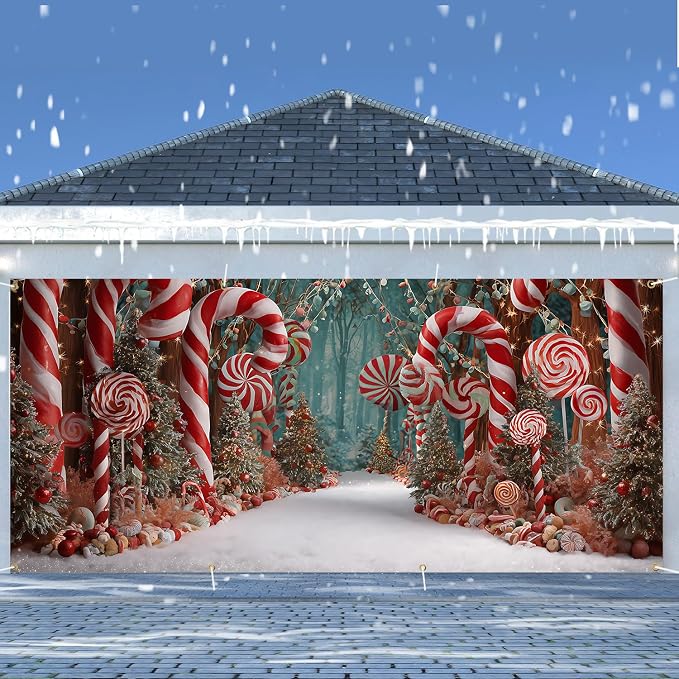 ANNA QUEEN Candy Cane Wonderland Christmas Garage Door Banner 6 x 13FT - Image 7