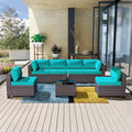 Kullavik 7 Pieces Outdoor Patio Furniture Set, Sectional Rattan Sofa Set Brown by KULLAVIK