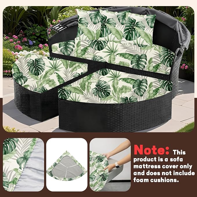 Round Cushion Covers with Attached Pillowcase, Elastic Fabric, 66 inch Diameter - Image 6