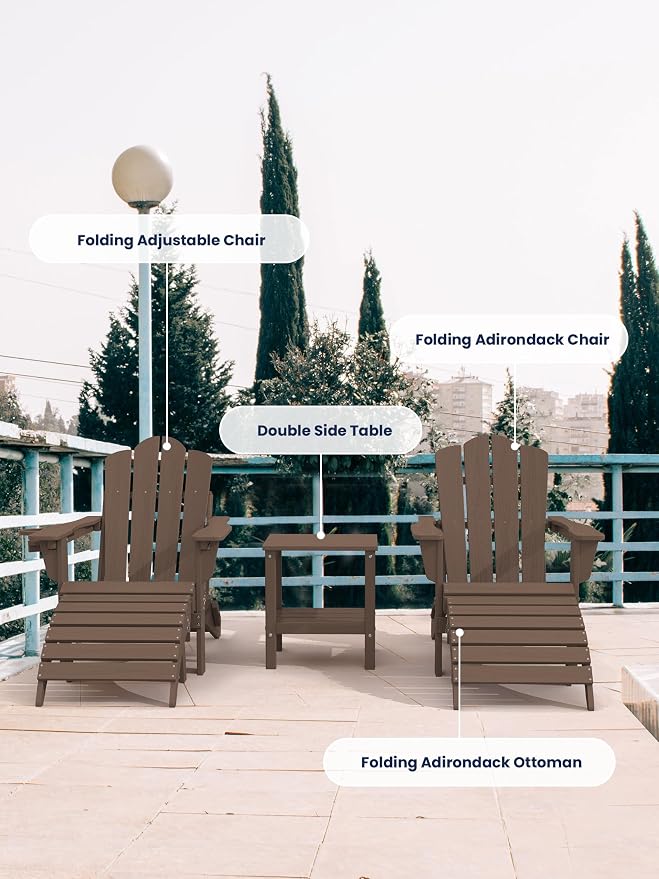 KINGYES Folding Adirondack Ottomans Set of 2 - Image 7