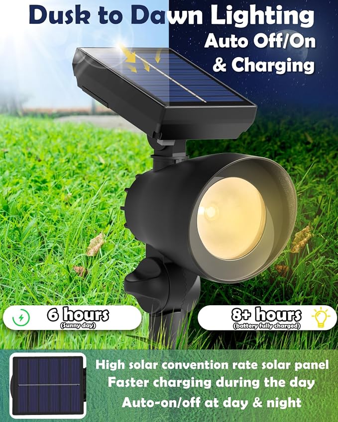 Solar Lights Outdoor, Solar Spot Lights Outdoor, 6 Pack IP44 Waterproof Solar - Image 2