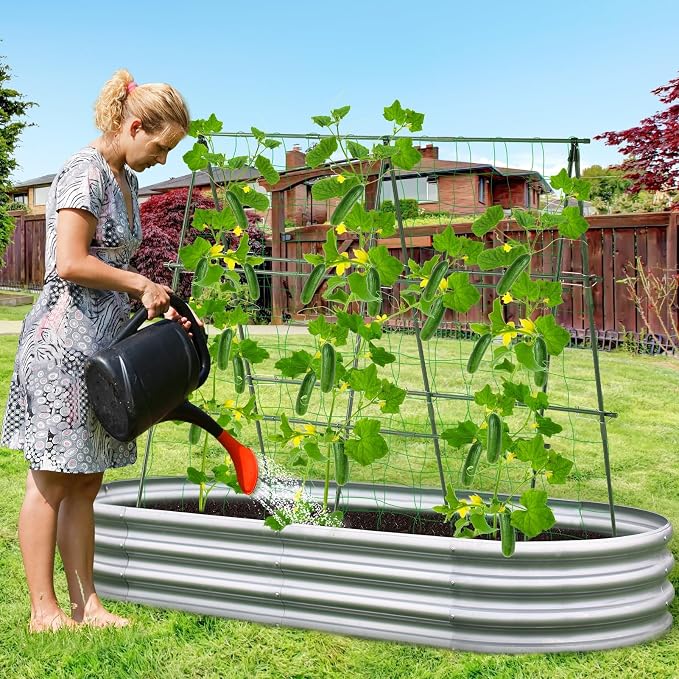 Lalahoni Cucumber Trellis, 4ft x 4ft Metal A-Frame Garden Trellis Climbing - Image 6