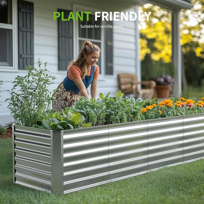 8X2X2ft Galvanized Raised Garden Bed, Outdoor Planter Box Metal Patio Kit - Image 2