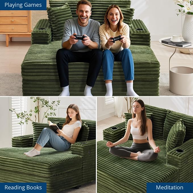 GarveeHome Oversized Chaise Lounge Chair Indoor, 56x60 in Comfortable Corduroy - Image 8
