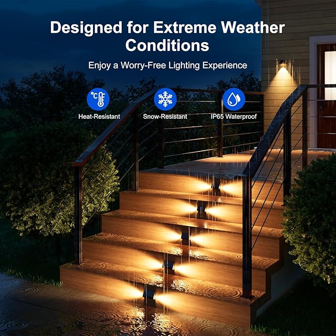 6 Pack Solar Powered Step Lights Outdoor Waterproof LED - Image 2