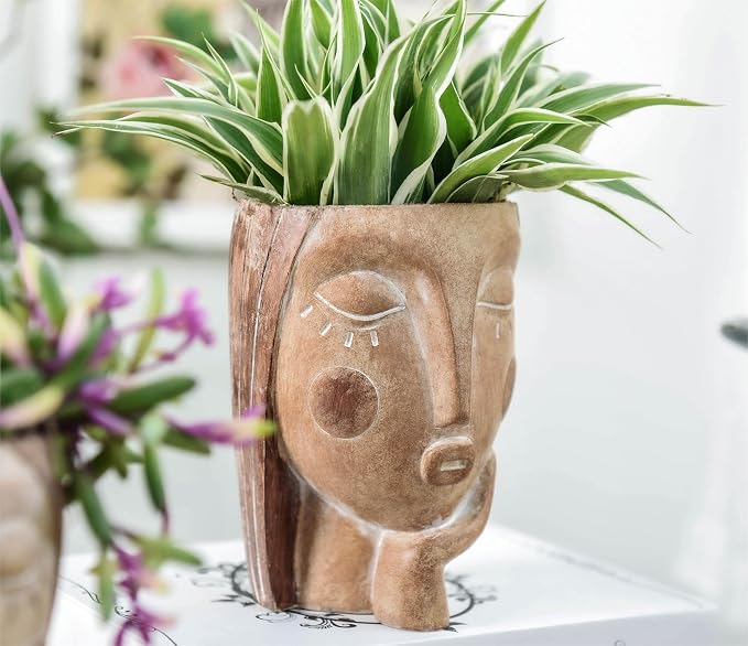 Head Planters for Indoor Plants, Face Flower Pot Head Planter Succulent - Image 7