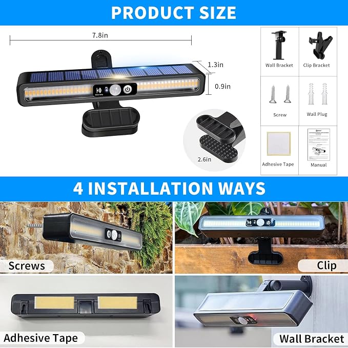 Clip On Solar Motion Lights Outdoor Waterproof, 2 Pack Motion Sensor Outdoor - Image 5