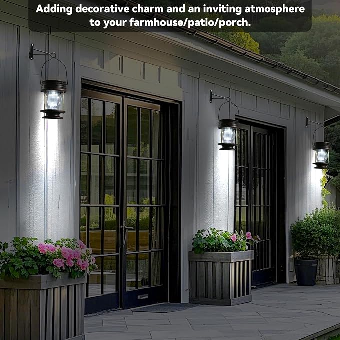 Solar Lantern - Hanging Solar Lights Outdoor - 2 Pack Solar Powered Waterproof - Image 3