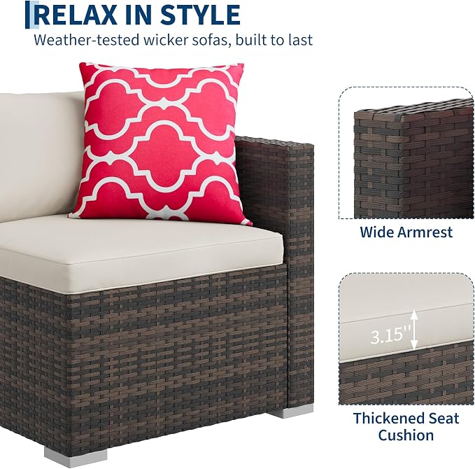 GAOMON 5-Piece All-Weather Patio Furniture Set, Convertible Outdoor Sectional - Image 6