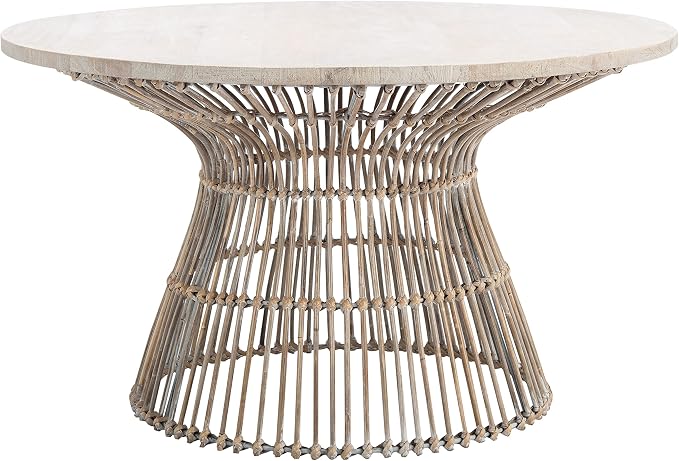 Safavieh Home Collection Whent Coastal Grey White Wash and Black Round Coffee by SAFAVIEH