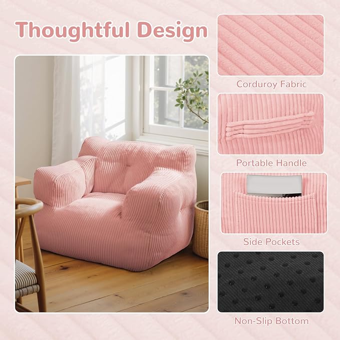 FKHOUSE 32" Bean Bag Chair, Single Sofa, Corduroy Lazy Sofa Coach - Image 6
