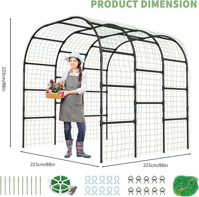 DoCred Garden Arch Trellis, 88in H x 88in L Large Garden Arch Arbor Trellis - Image 3
