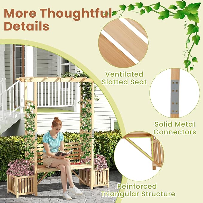 HAPPYGRILL Patio Garden Arbor - Image 7