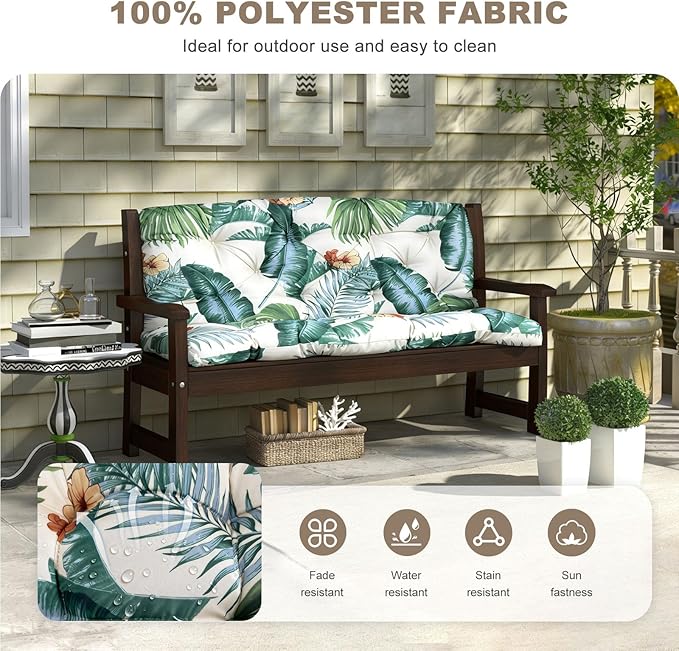 Porch Swing Cushion with Backrest, Waterproof Bench Cushion - Image 2