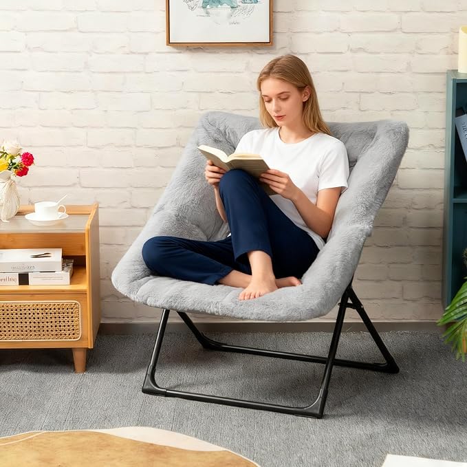 HollyHOME Comfy Oversized Saucer Chair, Extra Large Folding Lounge Chair - Image 2