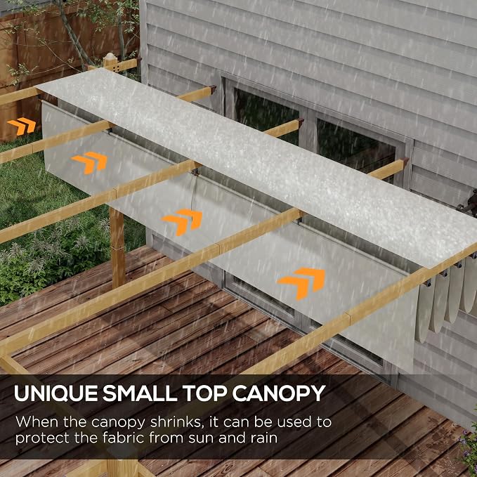 Outsunny 10' x 13' Retractable Pergola Canopy, Wood Grain Aluminum Pergola - Image 4