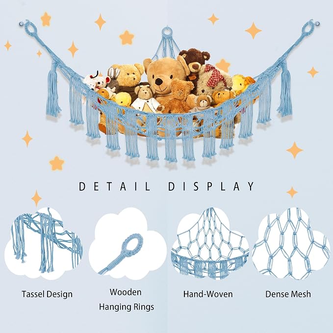 Stuffed Animal Hammock with LED Light, Large Stuffed Animals Storage Corner - Image 6
