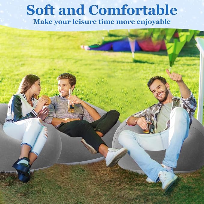 Realspring Inflatable Bean Bag Chairs Outdoor Blow up Camping Chairs Inflatable - Image 6