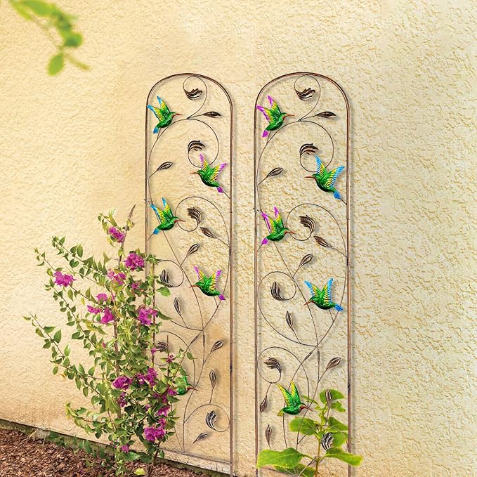 SUNNYPARK Set of 2 Hummingbird Metal Garden Trellis - Image 5