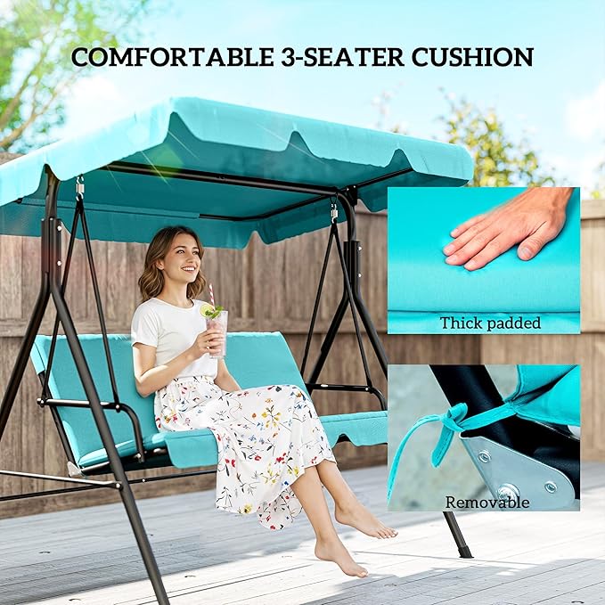 Outsunny 3-Seat Outdoor Patio Swing Chair - Image 6
