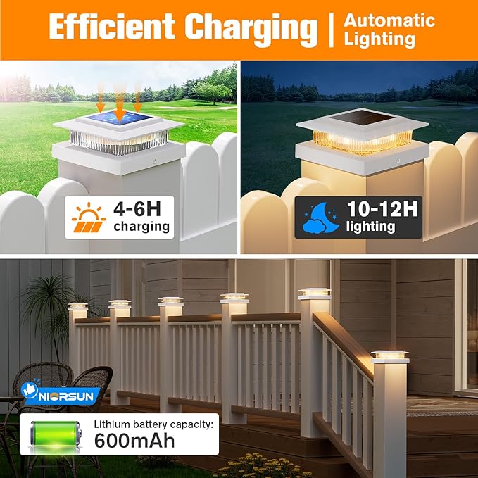 NIORSUN Solar Post Cap Lights Outdoor Waterproof, 4x4 Post Solar Lights RGB - Image 5
