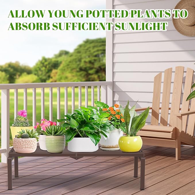 1 Tier Metal Plant Stand Indoor Outdoor, Potted Multiple Flower Pot Holder Rack - Image 4