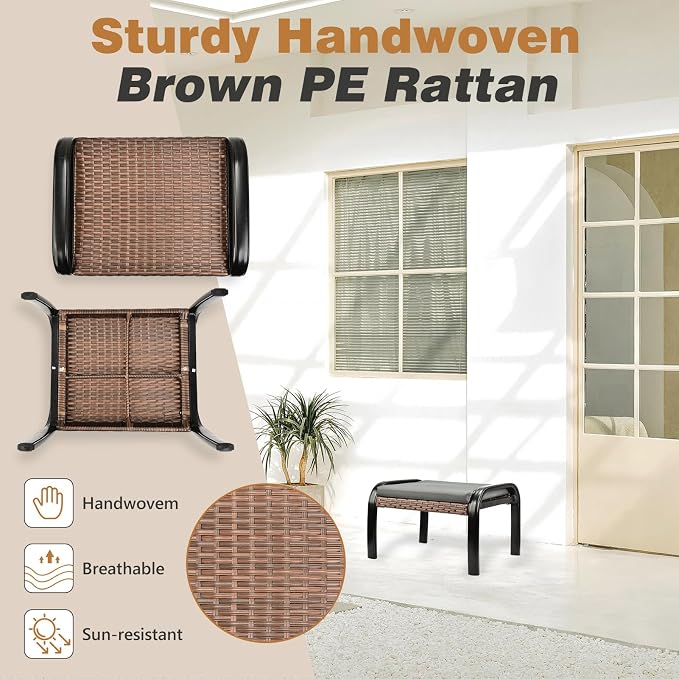 Patio Footstool Ottoman Outdoor Foot Rest - Image 4