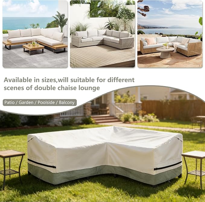 okcool Outdoor Sectional Sofa Cover Waterproof-V-Shaped Patio Furniture Covers - Image 3