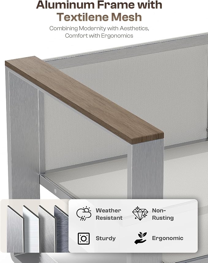 Aluminum Patio Furniture Set, 5 Seats Outdoor Patio Conversation Sets - Image 3