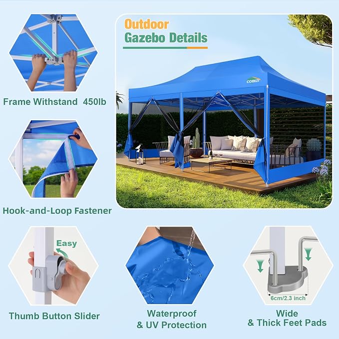 COBIZI 10x20 Canopy Tent, Heavy Duty Pop up Canopy - Image 2