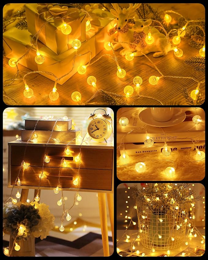 Minetom Crystal Globe String Lights - 33 ft 100 LED USB Color Changing Globe - Image 5