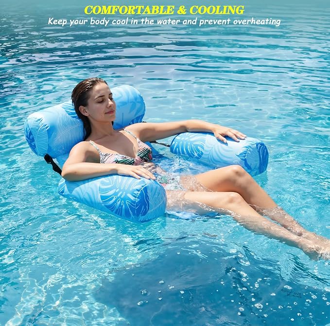 2 Pack Inflatable Pool Float for Adult Adjustable Hammock Float Chair Fabric - Image 5