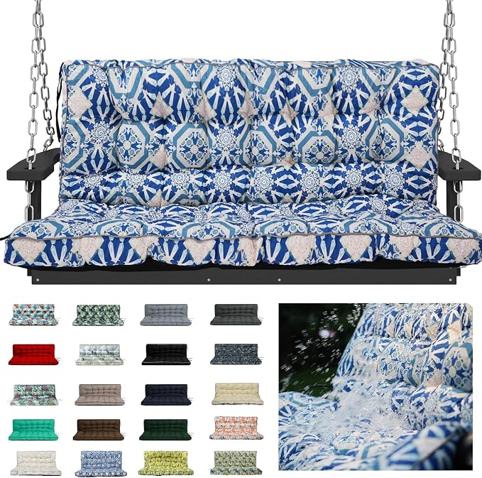 Waterproof Porch Swing Cushion Replacement, 2–3 Seat Swing Seat Cushion by RUFXIEZW
