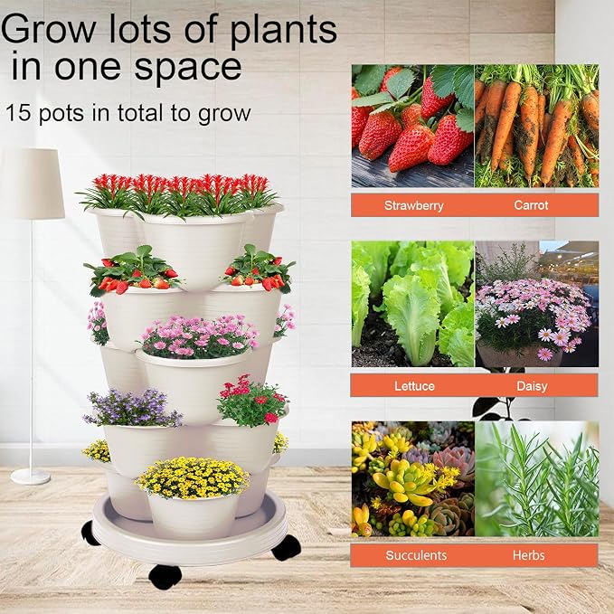 5-Tier Vertical Garden Tower Stackable Planter - Image 6