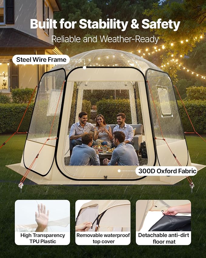 VEVOR Pop up Sports Tent, 8 Sizes Optional Clear Bubble Tent - Image 3