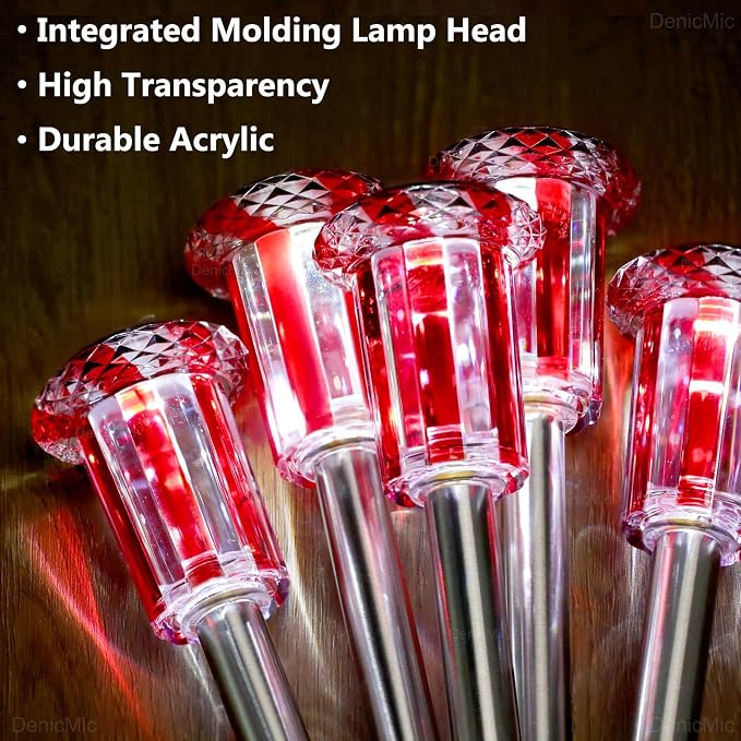 DenicMic Solar Lights Outdoor 10 Pack Waterproof Red White LED Stainless Steel - Image 5