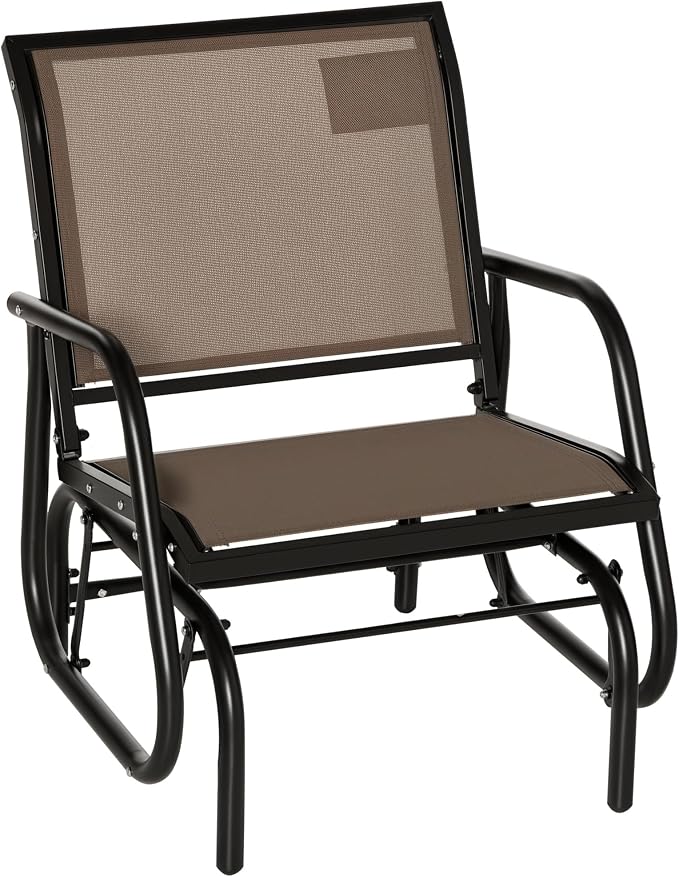 Outsunny Porch Glider, Metal Frame Swing Glider Chair by Outsunny