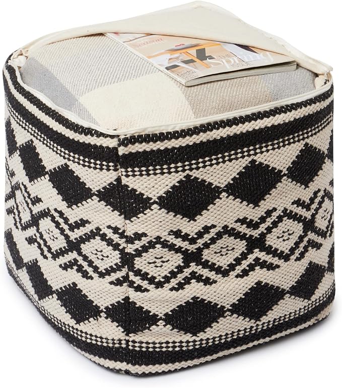 REDEARTH · UNSTUFFED Pouf Ottoman Cover Textured Cube Bean Bag Pouffe Footrest - Image 4